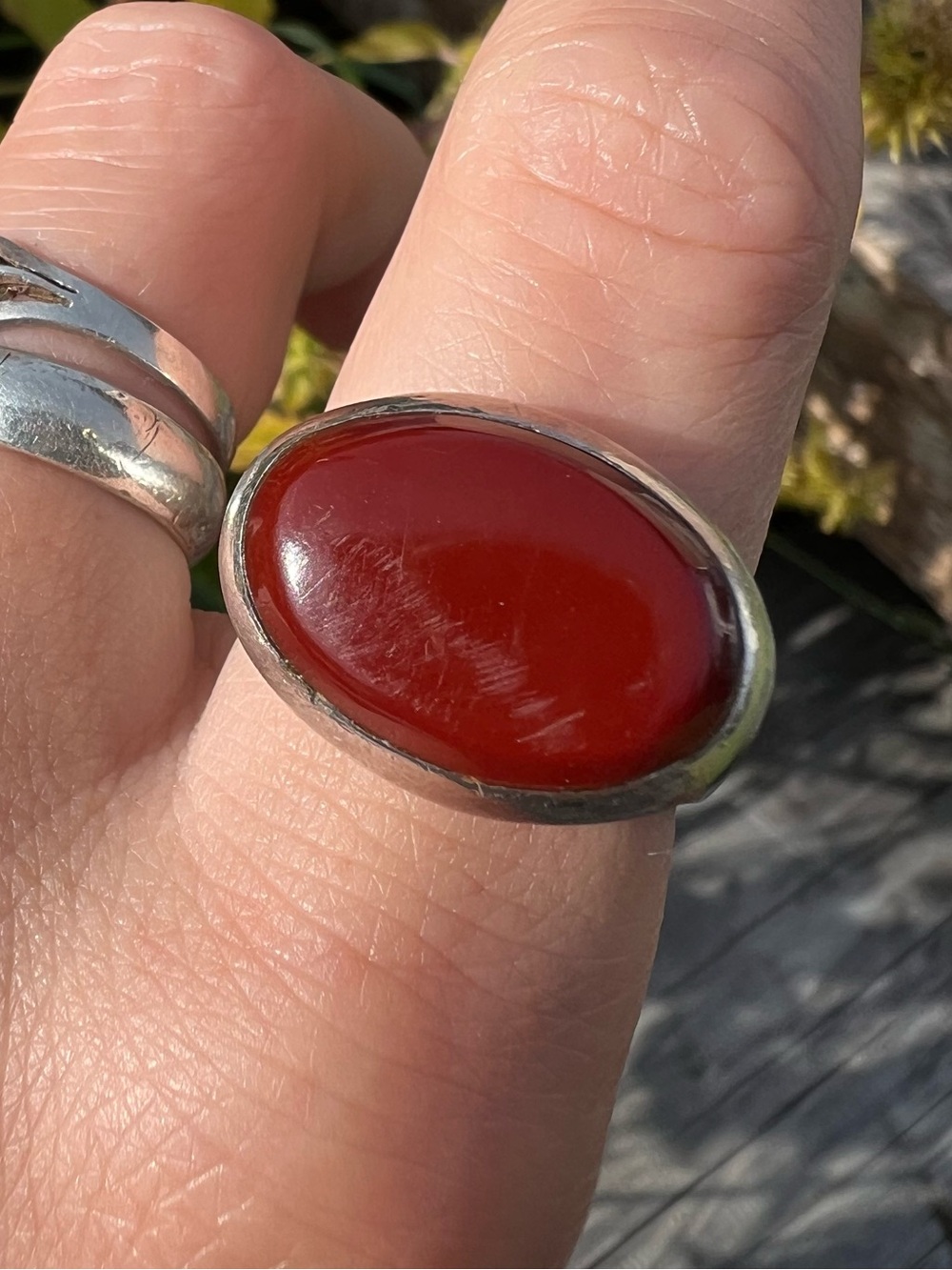 Chunky Silver & Red Ring - Picture 5 of 10